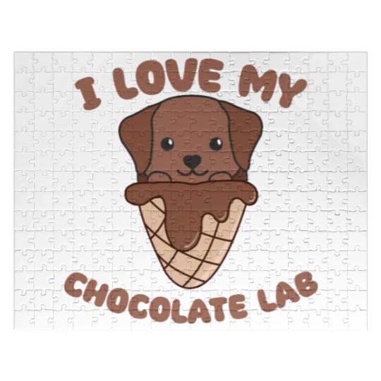 I Love My Chocolate Lab Animal In Ice Cream Cone Jigsaw Puzzles