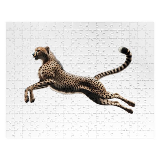Realistic Cheetah in Mid-Leap Jigsaw Puzzles