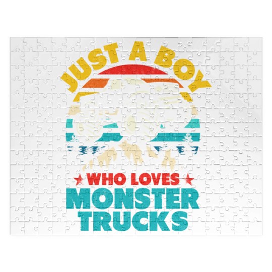 Just A Boy Who Loves Monster Trucks Toddler Kids Jigsaw Puzzles