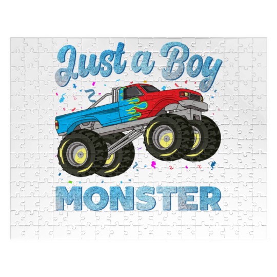 Just A Boy Who Loves Monster Trucks Toddler Kids Jigsaw Puzzles