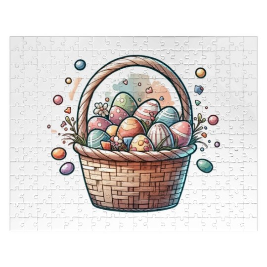 Cute Easter Egg Basket Soft Pastel Color Jigsaw Puzzles