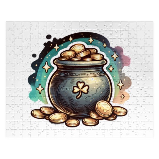Saint Patrick's Day Sparkly Pot of Gold Jigsaw Puzzles