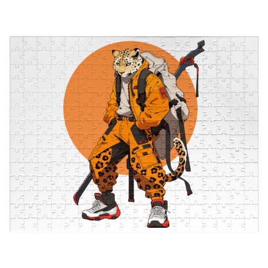 Ninja Samurai Katana Sword Cheetah Manga Jigsaw Puzzles