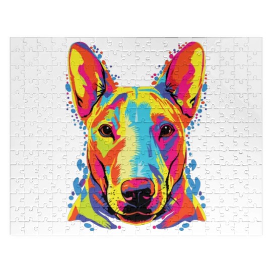 Watercolor Colorful Miniature Bull Terrier Jigsaw Puzzles
