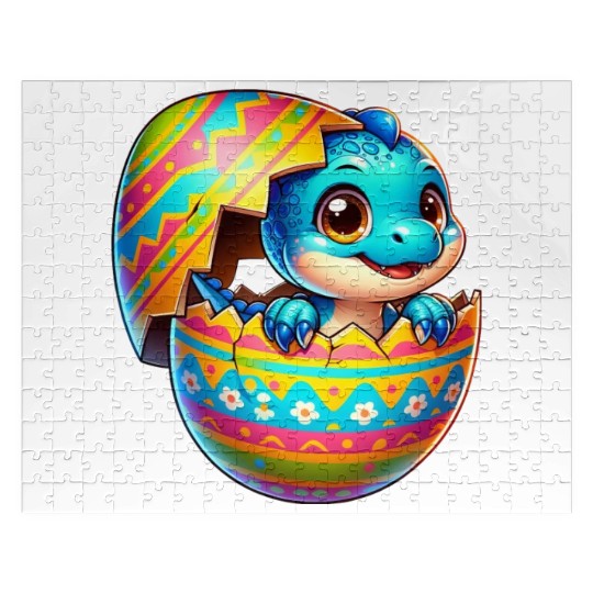 Easter Egg Dino T-Rex Hatching Colorful Cartoon Jigsaw Puzzles