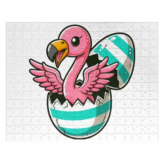 Flamingo Hatching from Easter Egg Easter Surprise Jigsaw Puzzles