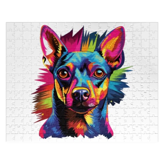 Watercolor Colorful Miniature Pinscher Jigsaw Puzzles