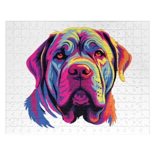 Watercolor Colorful Neapolitan Mastiff Jigsaw Puzzles