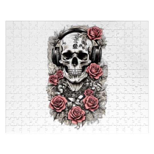 Rock & Roses Jigsaw Puzzles: Skull, Roses & music nout