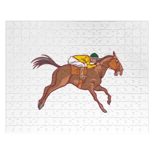 Funny Kentucky derby horse racing jockey Jigsaw Puzzles