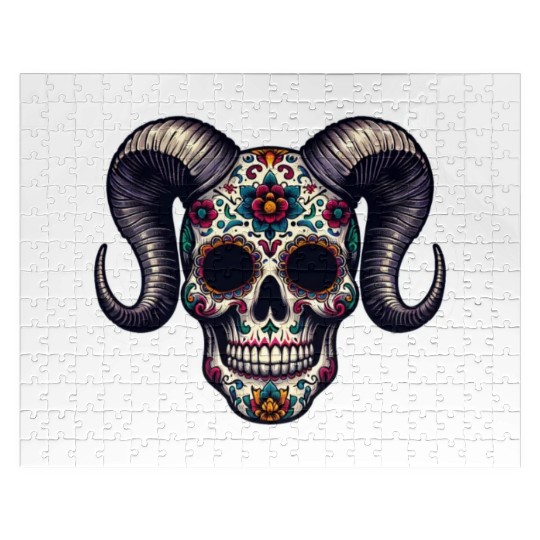 Enchanted Horns: Sugar Skull- Sugar Skull Jigsaw Puzzles