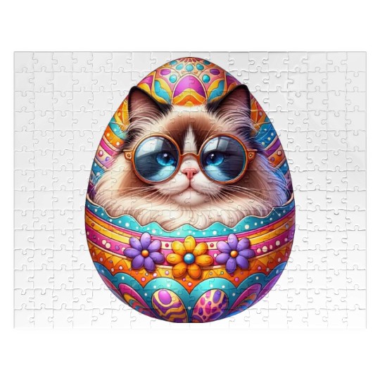 Ragdoll Cat in Easter Egg Design Jigsaw Puzzles