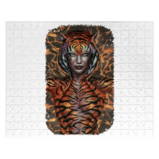 Fierce Jungle Tiger Spirit Fantasy Artwork Jigsaw Puzzles