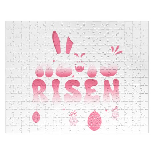 He Is Risen Easter Celebration Theme Bunny Eggs Jigsaw Puzzles