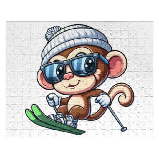Monkey Chimpanzee Skier Skiing Jigsaw Puzzles