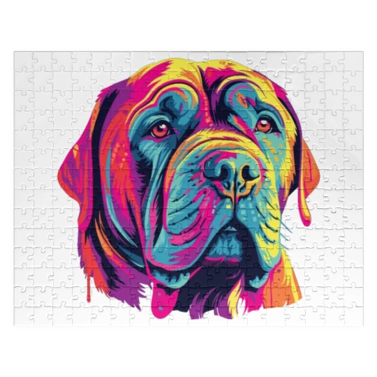 Watercolor Colorful Neapolitan Mastiff Jigsaw Puzzles