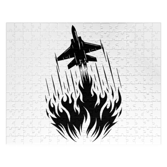 Fighter Jet Model Airplane Fire Flames Flight Jigsaw Puzzles