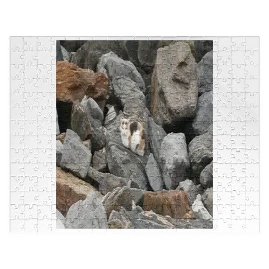 Camouflage Cat On Rocks Gifts for Animal Lovers Jigsaw Puzzles