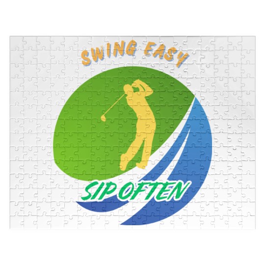 Swing Easy, Sip Often. Funny golf beer Jigsaw Puzzles