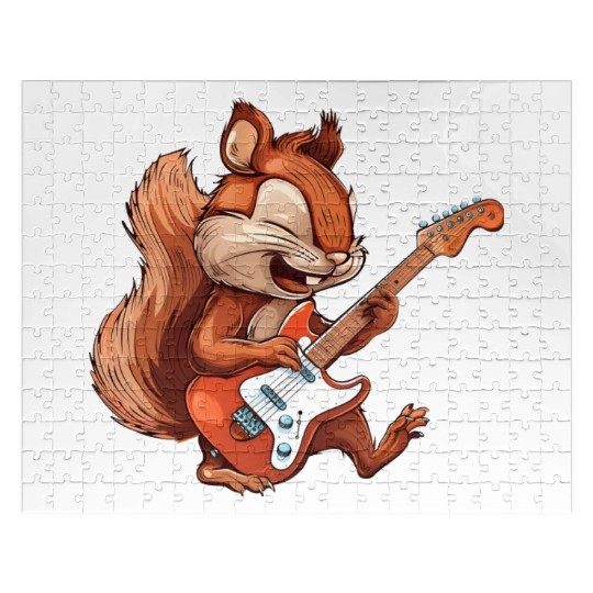 Rock Squirrel Guitarist Band Music Jigsaw Puzzles