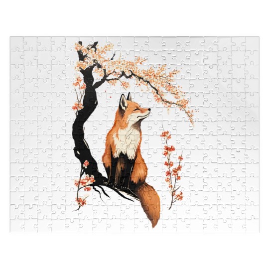 Fox & Sakura: Wildlife and Spring Scenery Cherry Jigsaw Puzzles