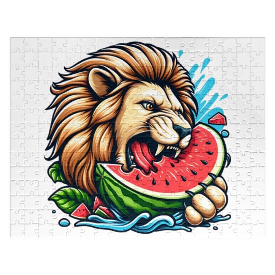 Lion Enjoying a Juicy Watermelon Jigsaw Puzzles