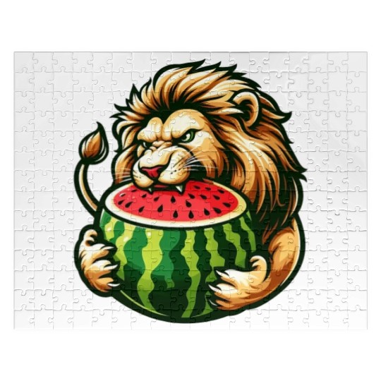 Lion Enjoying a Juicy Watermelon Jigsaw Puzzles