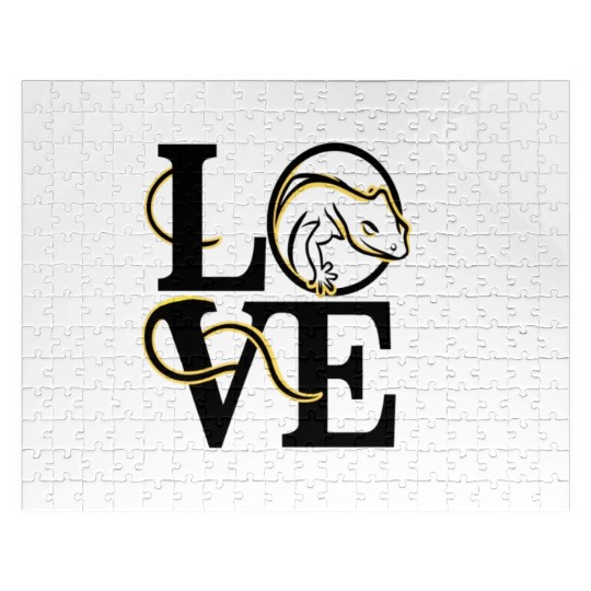 Love Crested Gecko Lizard Design Jigsaw Puzzles