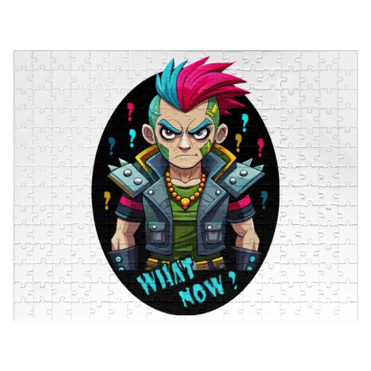 Rebellious Reverie,PinkBlue Fury,Punk Man Jigsaw Puzzles