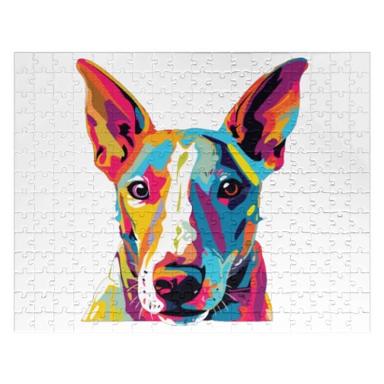 Watercolor Colorful Miniature Bull Terrier Jigsaw Puzzles