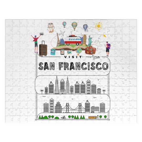 Unique San Francisco USA Travel Guide City Map Jigsaw Puzzles