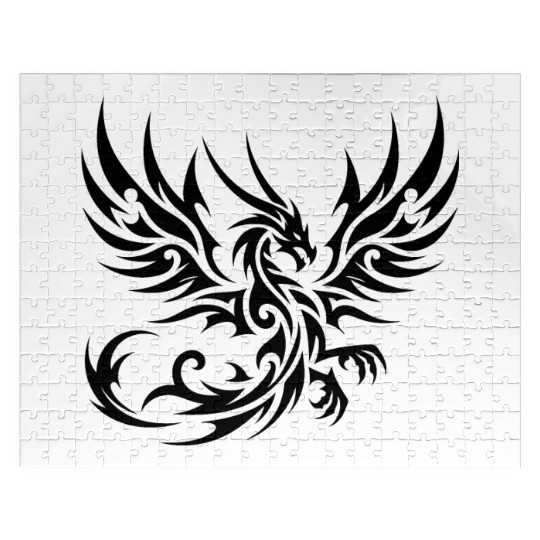 Wild Tattoo Tribal Dragon With Wings Jigsaw Puzzles