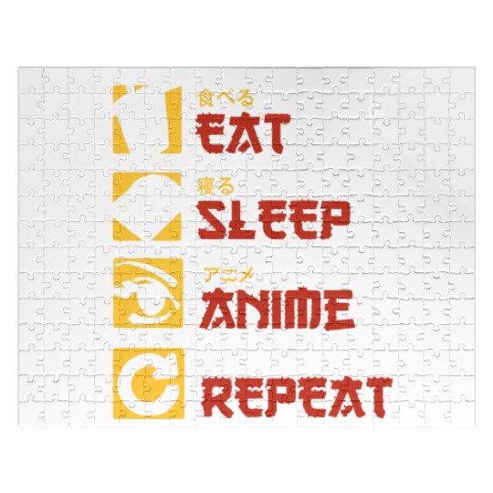 eat sleep anime repeat funny manga Jigsaw Puzzles