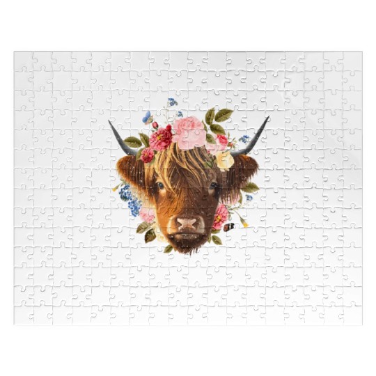 Cool Highland Cow Art For Girls Women Scottish Jigsaw Puzzles