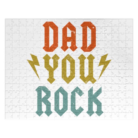 Fathers Day Funny Dad You Rock Guitar Vintage Jigsaw Puzzles