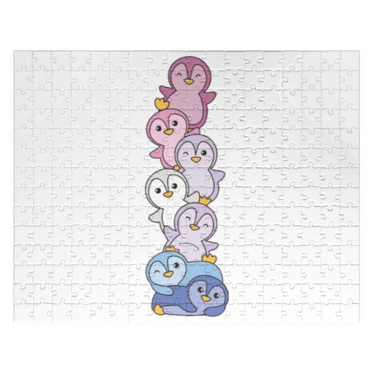 Bigender Flag Pride Lgbtq Cute Penguin Jigsaw Puzzles