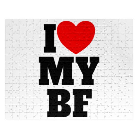 I Love My BF Red Heart Matching Couple Boyfriend Jigsaw Puzzles