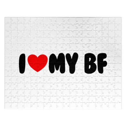 I Love My BF Red Heart Matching Couple Boyfriend Jigsaw Puzzles