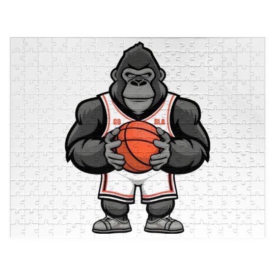Funny Gorilla Playing Basketball Jigsaw Puzzles
