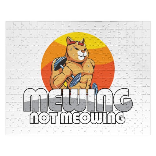 Funny Cat Meme Mewing Not Meowing Jawline Jigsaw Puzzles