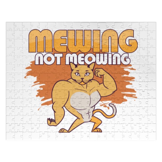 Mewing Not Meowing Funny Cat Meme Jawline Jigsaw Puzzles