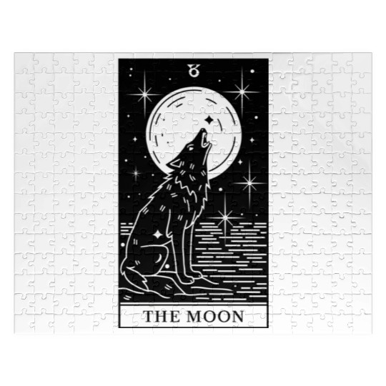 Tarot Card The Moon Wolf Howling Jigsaw Puzzles