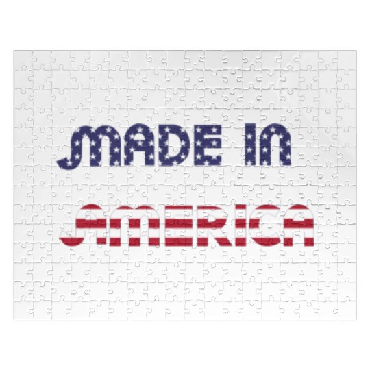 Made in America American Flag Font Funny Patriotic Jigsaw Puzzles