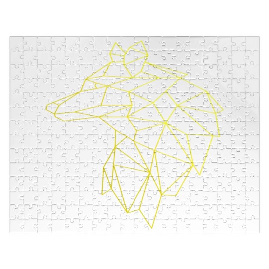 Wolf face tattoo geometric modern Colorful Jigsaw Puzzles
