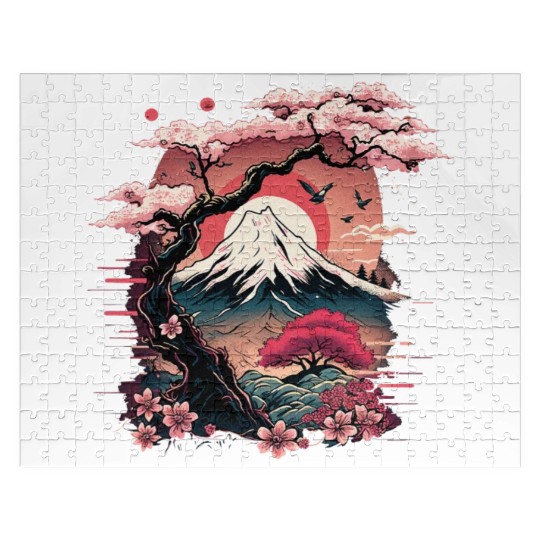 Japanese Sakura Garden Geisha Mount Fuji Cherry Jigsaw Puzzles