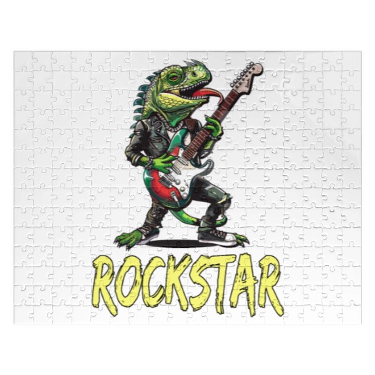 Rockstar Reptile Musician with Electric Guitar Jigsaw Puzzles