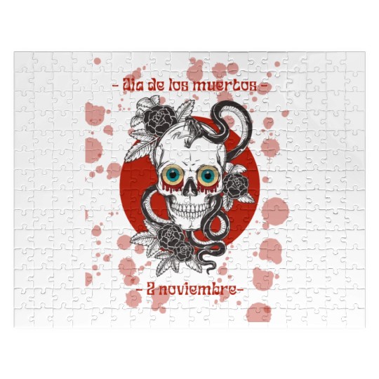 Dia De Los Muertos Halloween Skull gift design Jigsaw Puzzles