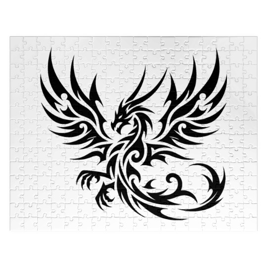 Elegant T Tattoo Dragon With Wings Jigsaw Puzzles