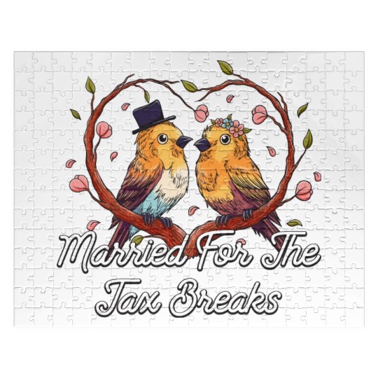 Married For The Tax Breaks Funny Wedding Humor Jigsaw Puzzles