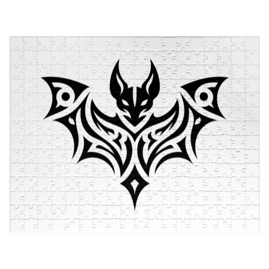 Creepy Tribal Style Bat Tattoo Jigsaw Puzzles